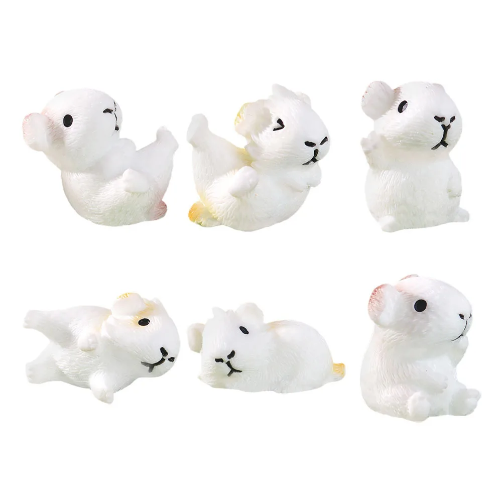 6 قطعة المشهد الصغير خنزير غينيا الراتنج مصغرة الحيوان لحديقة ديكور الزهرية المناظر الطبيعية دمية اكسسوارات محاكاة #4