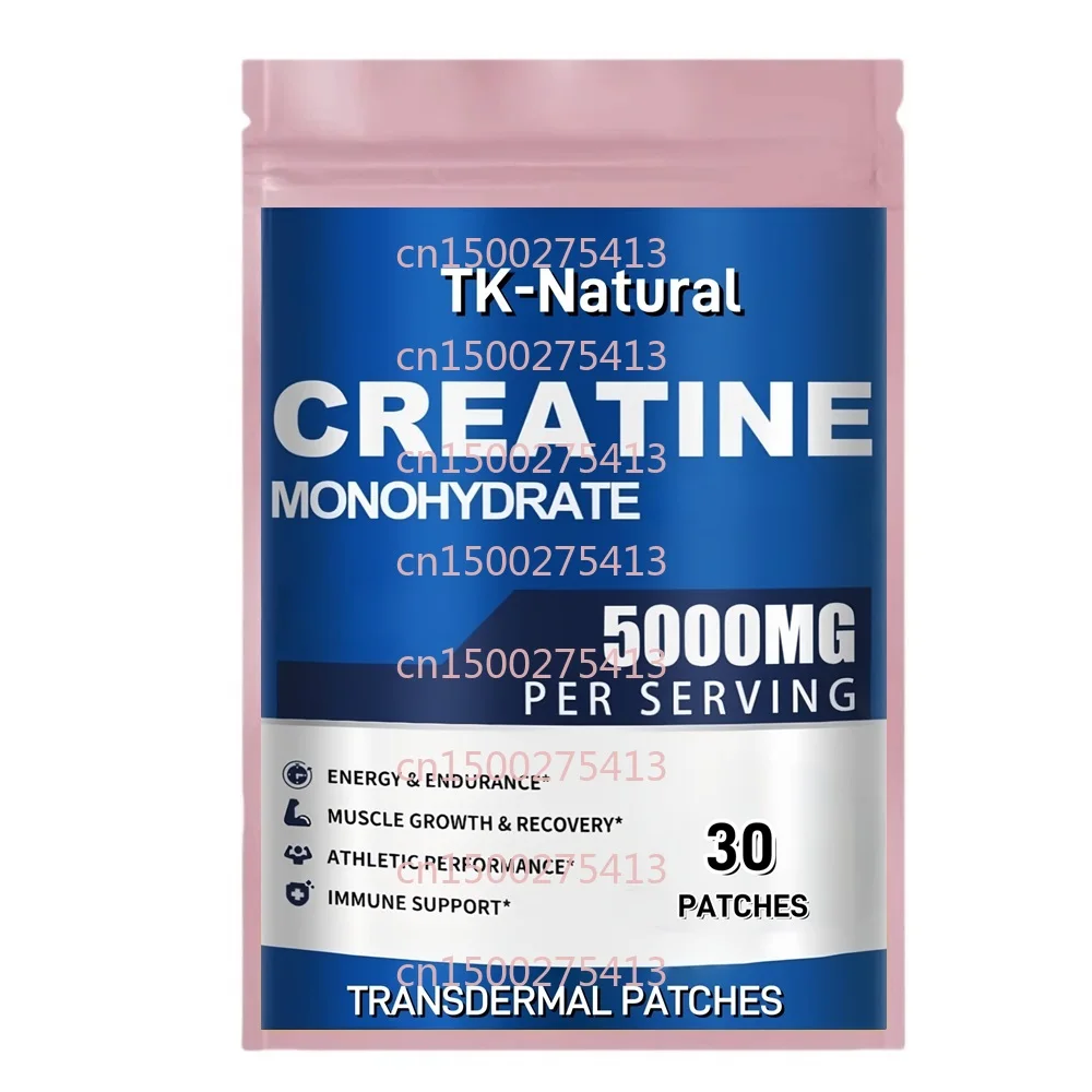 30 Patches Creatine Monohydrate Transdermal Patches with Taurine and L-Glutamine for Muscle Strength and Energy Boost
