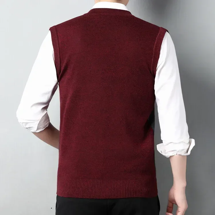 Mens  Sleeveless Vest Classic Business Gentleman Knitwear Knitted Waistcoat Sweater  Tank Tops