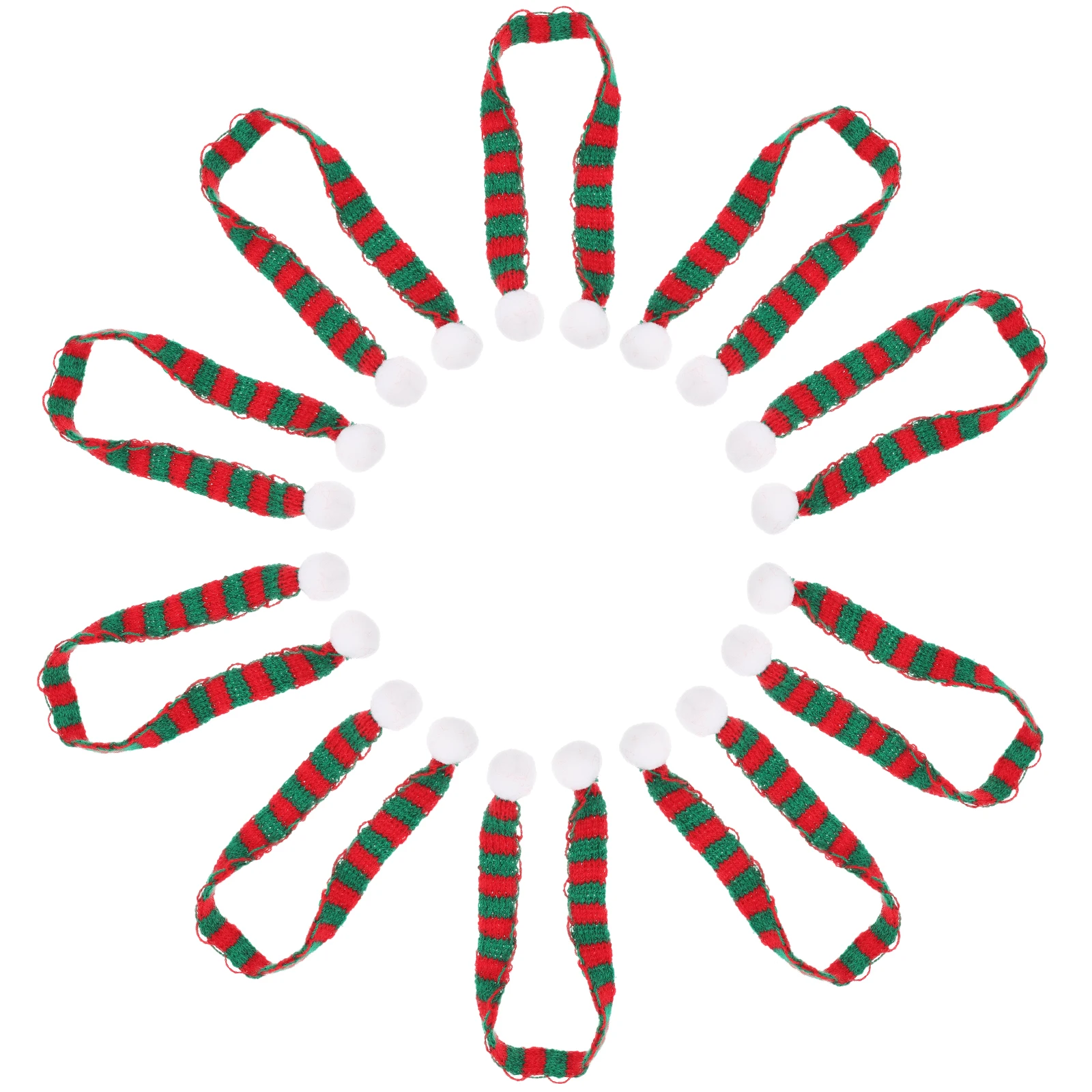 

10pcs Knitted Scarf 1X23Cm Mini Neckwear For Wine Bottle Decor Red Green Striped Christmas Party Favors Xmas Gift Ornament