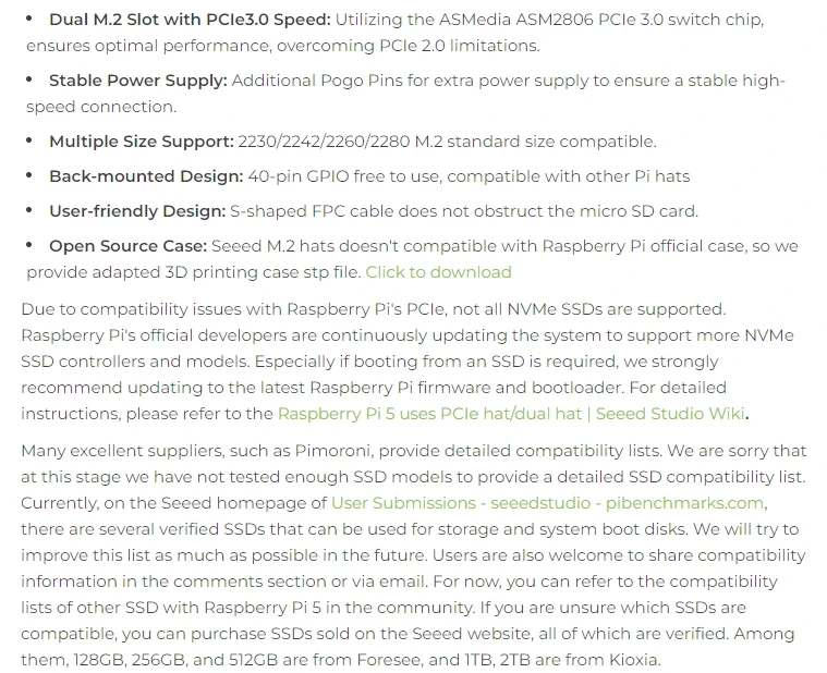103110065 PCIe3.0 Switch to Dual M.2 Hat for Raspberry Pi 5 Support NVMe SSD Support Hailo8/8L Modules view 5