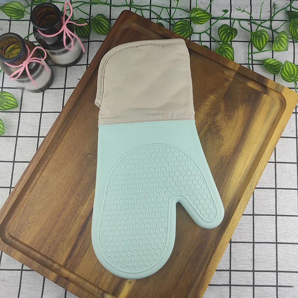 

Silicone Cotton Gloves Mint Resistant Oven Mitts Kitchen Supplies Insulated Thickened Microwave Pot Mitt for cooking