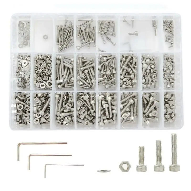 1080pcs Steel Socket Nut Washer set with Storage for Secure Connection Dropship