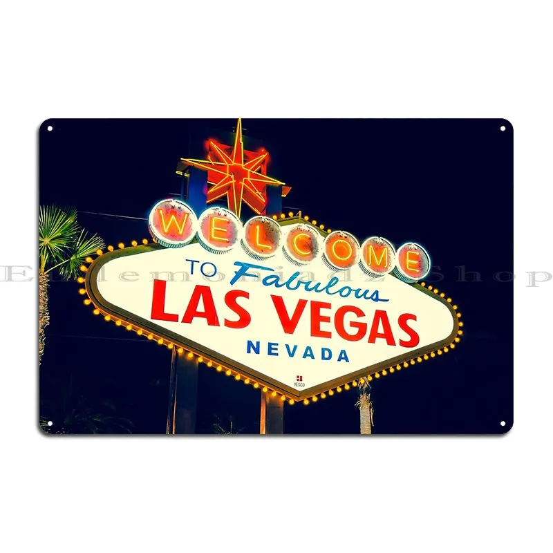 Welcome To Las Vegas Neon Sign Graphic Art Metal Rusty Designing Sign Plaques Retro Tin Sign Poster view 3