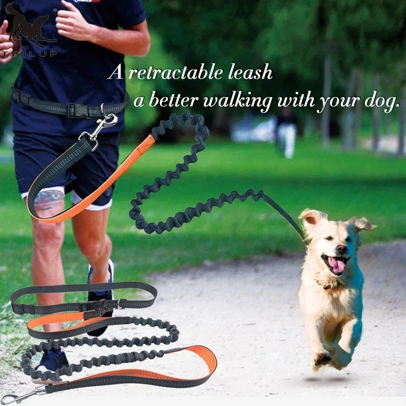 

Running Dog Leashes Reflective Elasticity Hands Free Pet Dog Collar Leashes with Adjustable Waist Rope For Dog Walking Jogging