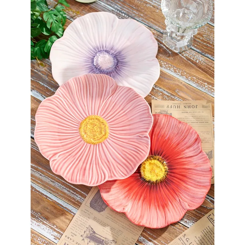 

Цветочная овощная тарелка Высококачественная и красивая обеденная тарелка для домашнего использования Изысканная тарелка для торта и десерта