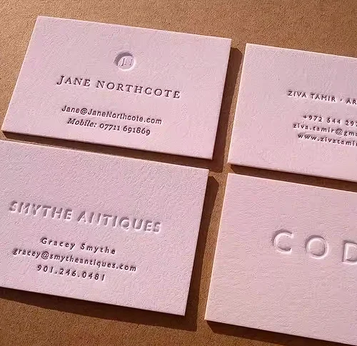 Customized luxury embossed/gravure environmentally friendly cotton paper business cards with their own logo on paper