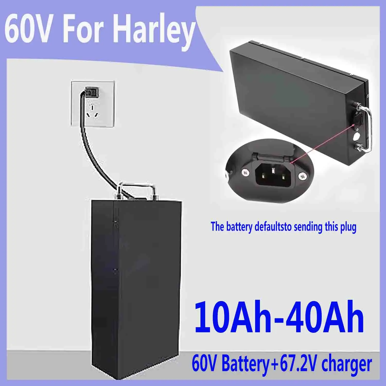 

Литиевая аккумуляторная батарея 60В 20Ач-40Ач для Harley, 2000Вт, подходит для электроскутера/мотоцикла + зарядное устройство