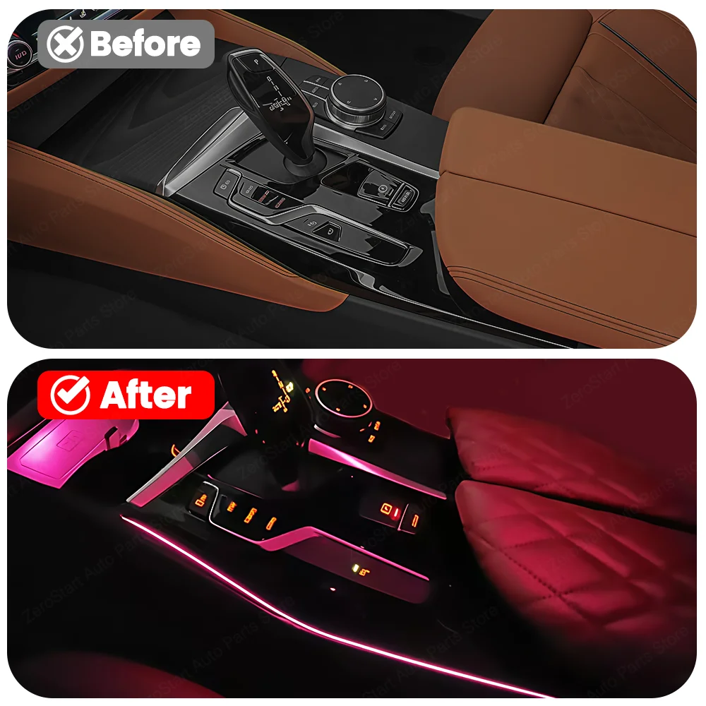 For BMW 5 6 Series X3 X4iX3, G30 G31 G32 G01 G02 G08 Car 11 color Ambient Light LED Central Control Saddle Light view 2