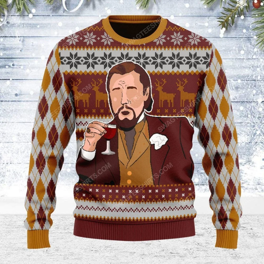 Suéter de Navidad feo para hombres, ropa de otoño e invierno, suéter de Papá Noel Clau, sudadera 3D, ropa de risa, Leo DiCaprio Meme, regalo, 2024