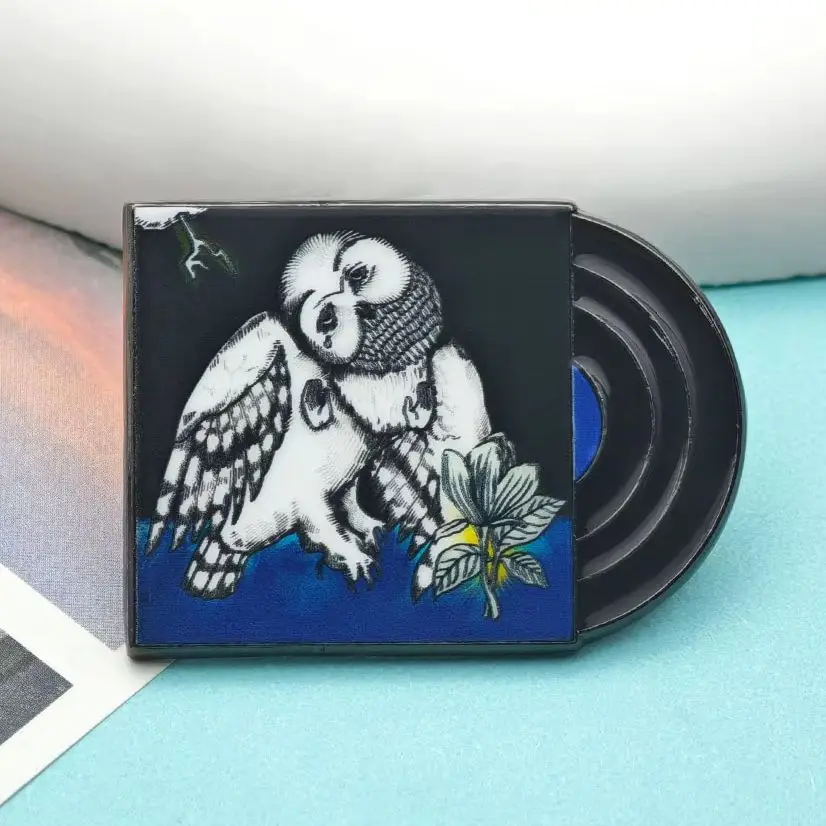 Songs Ohia Magnolia Electric Co Brooch Indie Rock Band Vinyl Album Metal Lapel Pin Owl Magnolia Flower Badge Music Fan Gift
