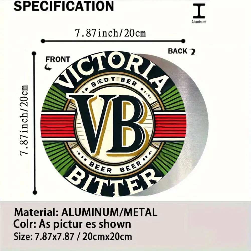 1 قطعة 7.8x7.8 "جولة كلاسيكية ريترو فيكتوريا بيتر VB البيرة شعار الألومنيوم جدار الفن-علامة معدنية لشريط مقهى بيت الشاطئ الفناء الخلفي