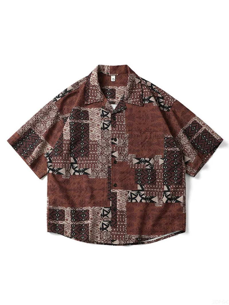 

Весенне-летняя новая мужская рубашка с короткими рукавами и цветочным принтом, кардиган, свободная мужская рубашка в гавайском стиле с короткими рукавами