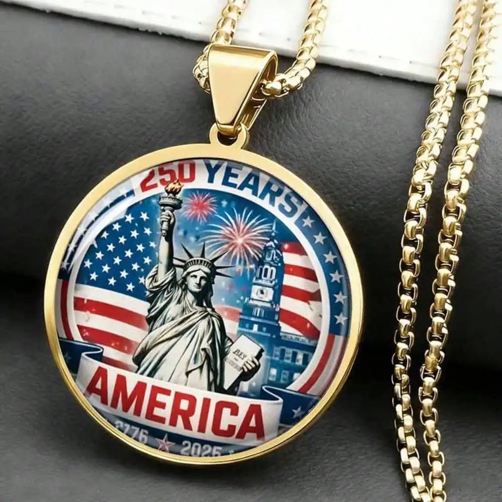 1 Piece 250th Anniversary USA Freedom Pendant Necklace, Patriotic Liberty & Flag Jewelry, Perfect Gift For Patriots Daily Wear