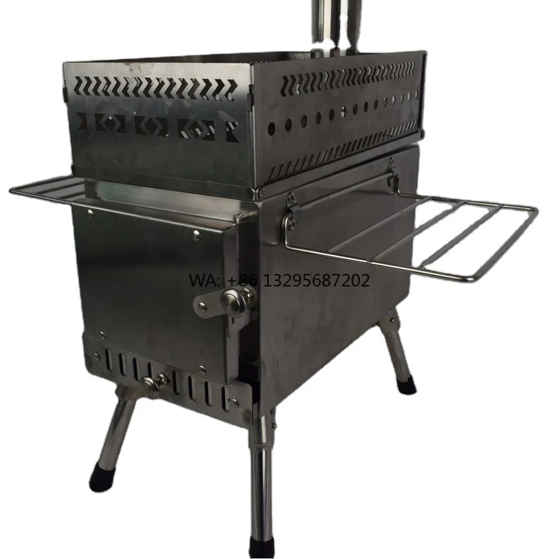 

Outdoor Wood Burning Sauna Stove Stainless Steel Portable Heating Smokeless Stove With Grills Chimney Firewood Heater
