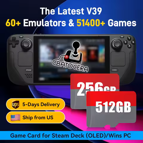 JMachen 512GB Game TF Card for Steam Deck/Windows Handheld/PC Batocera.Linux 37 with 51400+ Retro Games for PS3/PS2/PS1/PSP/MAME
