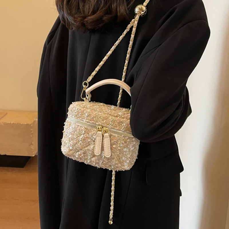 موضة الصوفية الترتر حقيبة كتف واحدة فاخرة حفلة ساحة حقائب النساء الجديدة تنوعا سلسلة حقيبة كروسبودي حقيبة هاتف صغيرة #5