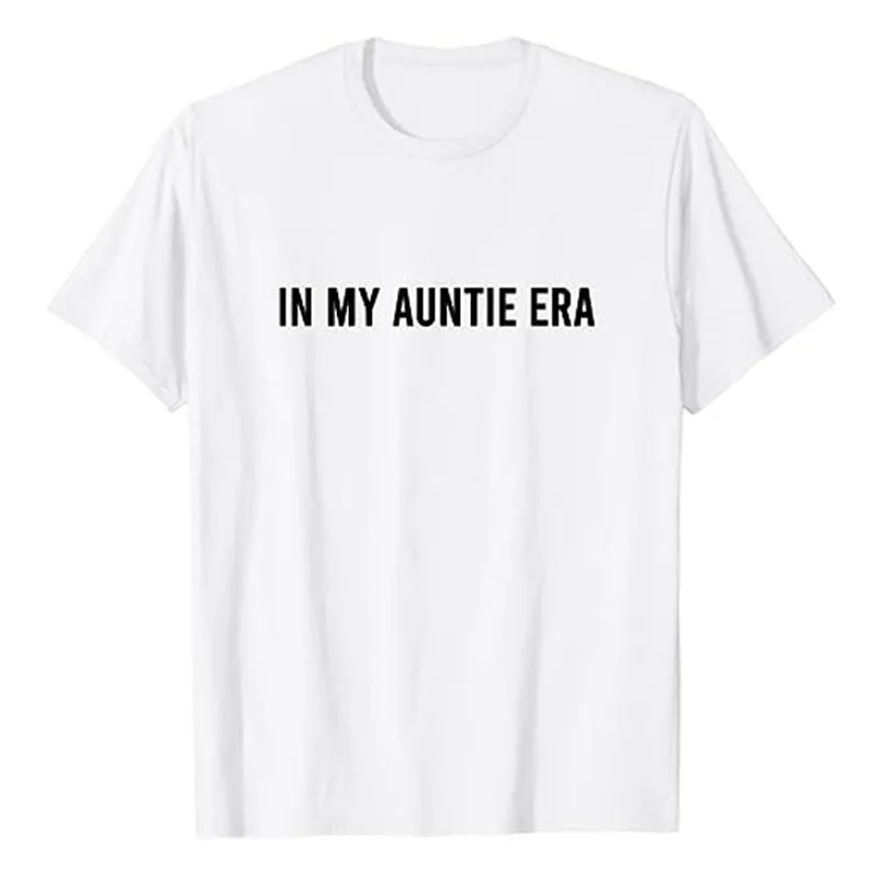 

In My Auntie Era T-Shirt Letters Printed Sayings Graphic Tee Tops Pregnancy Announcement Sister Aunt Gifts Short Sleeve Blouses