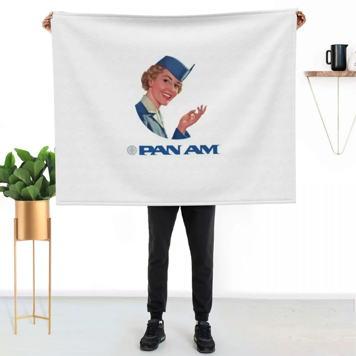 PAN AM AIRLINES - VINTAGE - VINTAGE STYLE - LOGO PAN AM Throw Blanket All Season Lightweight Soft Blanket for Bed