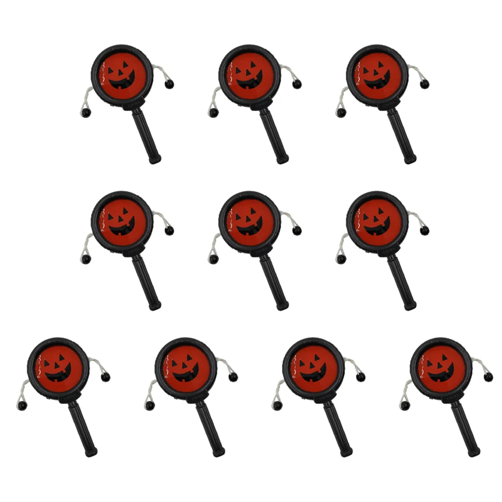 10Pcs Halloween Pumpkin Rattle Drum Mini Early Educational Colors Baby Hand Eye Coordination Musical Instrument
