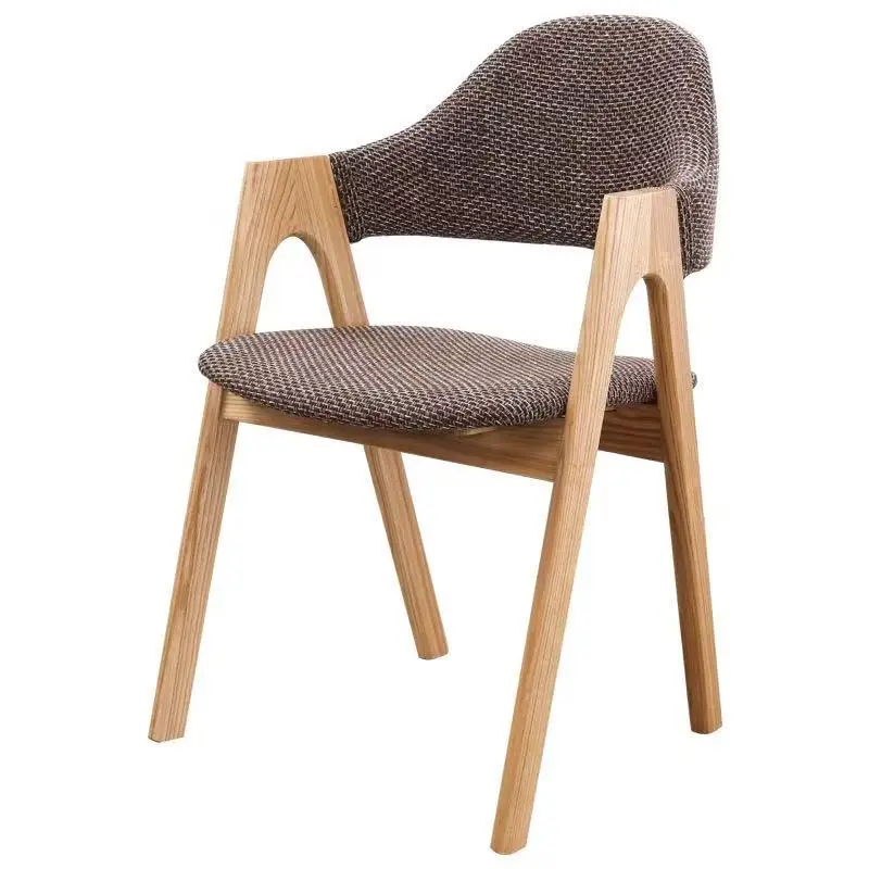 

#Real Wood Dining Chair with Soft Upholstery, Fabric-covered Office Conference Backrest Chair