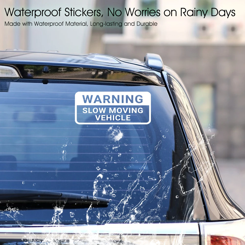 Warning Slow Moving Vehicle Bumper Sticker Safety Vinyl Decals for Cars Trucks Vans Semis High Visibility Auto Decor