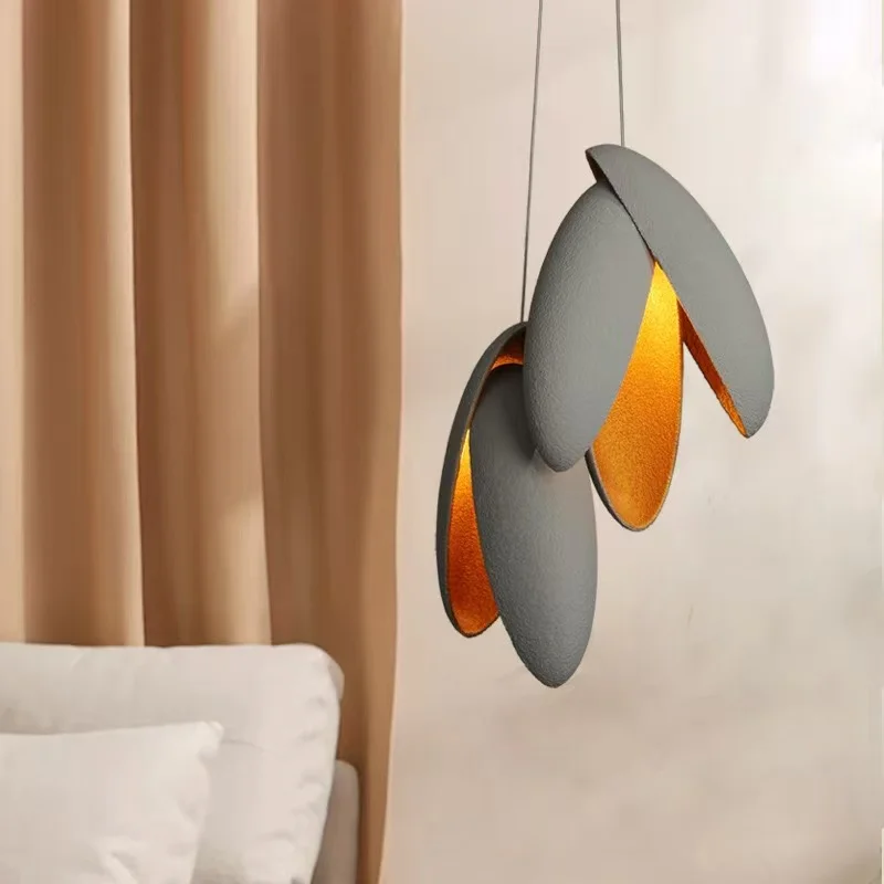 

BOSSEN Dimmable Modern Crystal Pendant Lamp Design Petal Shell Copper Chandelier Three-Color Light for Dining Room Lustre