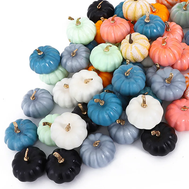 Realistic Artificial Pumpkins Mini Fake Vegetable Simulation Pumpkins Halloween Thanksgiving Party Desktop Ornament Home Decor