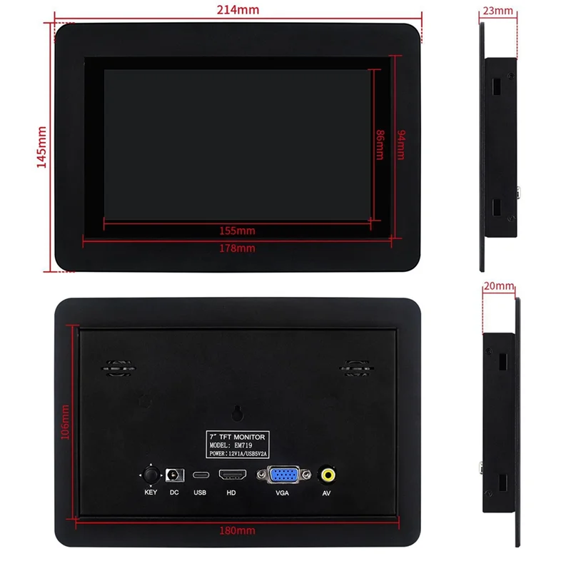 ABSY 7-Inch DSI Capacitive Touch Display IPS Capacitive Touch Panel -Compatible /VGA For Raspberry Pi 5