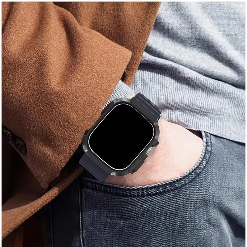 2-in-1-Hülle für Apple Watch Cover 38 42 mm 49 mm 41 mm 45 mm 40 mm 44 mm, stoßfester Schutz, Stoßstangengehäuse für iWatch Ultra 9 8 7 6 5 4