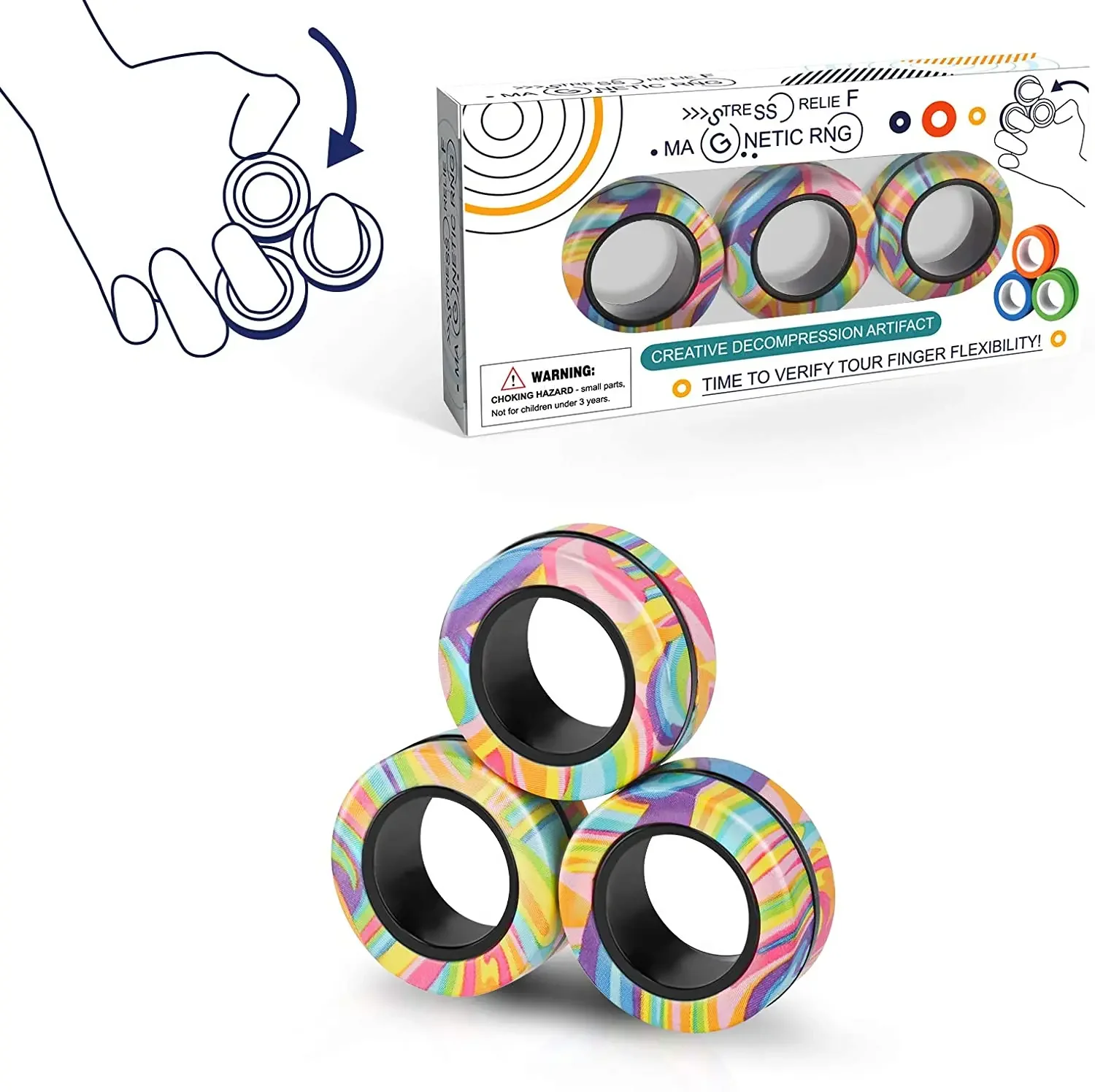 Magnetisches zappeln spielzeug für erwachsene magnetische spinner ringe dekompression spielzeug finger hand zappeln anti stress spinner ring griff spielzeug