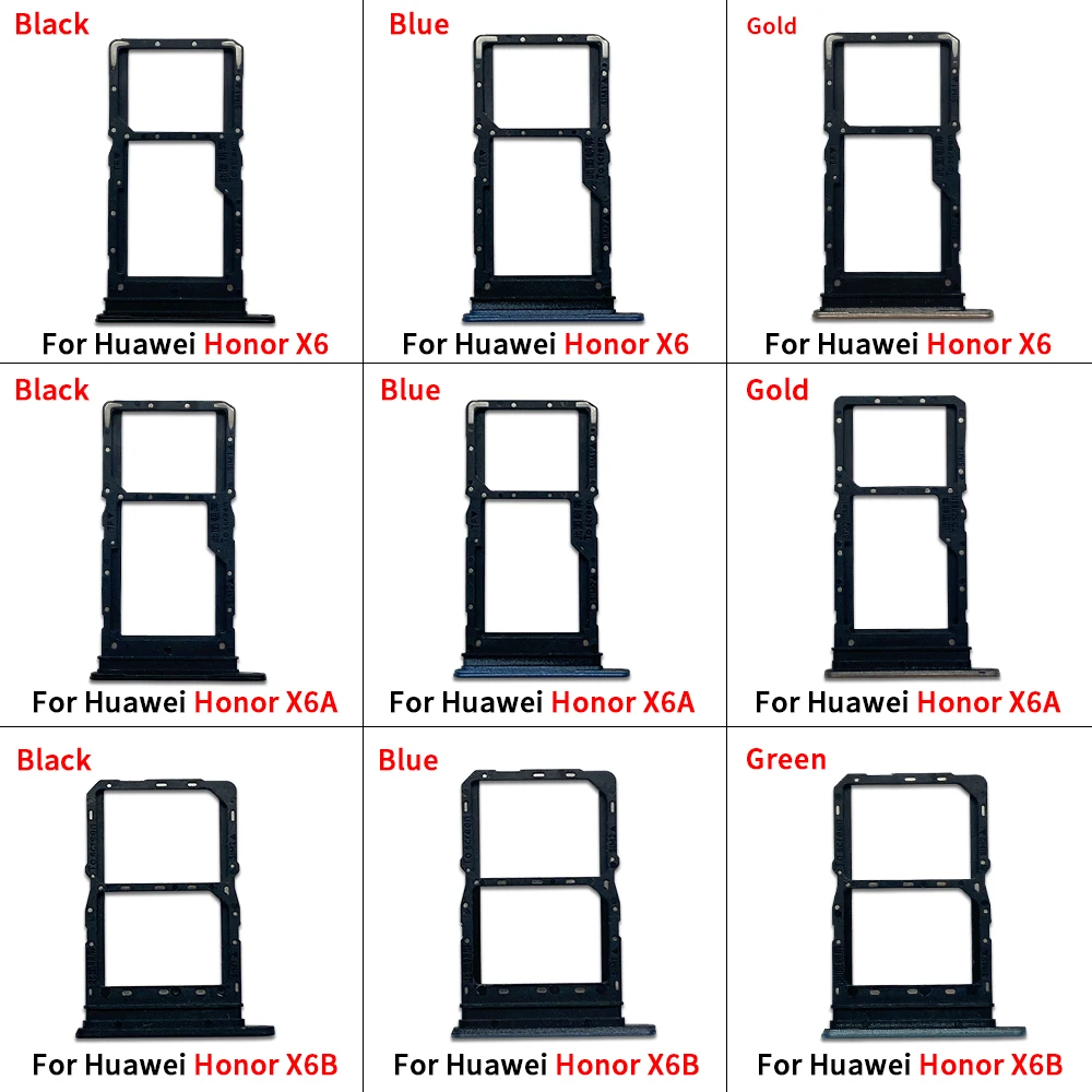 Mobile Phone New Lateral SIM Card Tray Chip Slot Holder Pocket For Huawei Honor X6 X6A Plus X6B Black Blue Green Purple