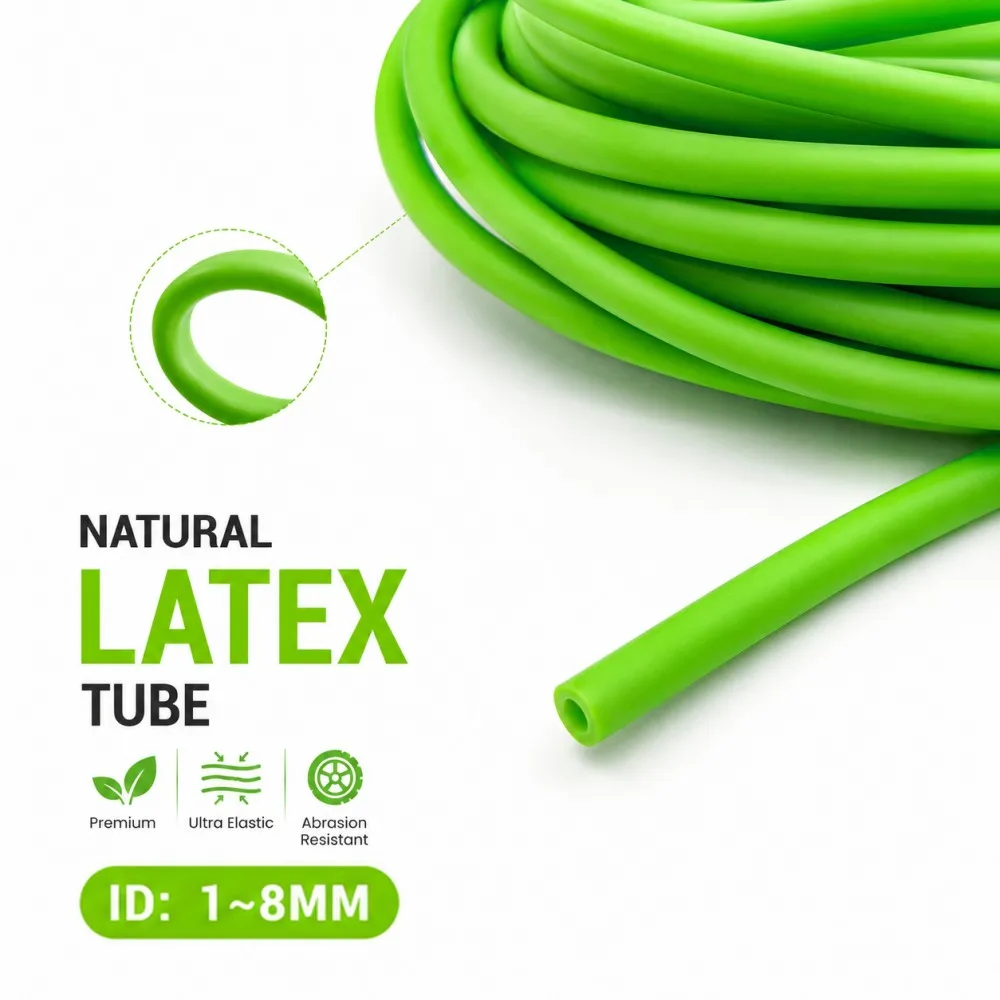 Bright Green High-Elasticity Natural Latex Rubber Tube ID1-8mm Tensile Stretch Hose for Slingshot Fitness Training DIY