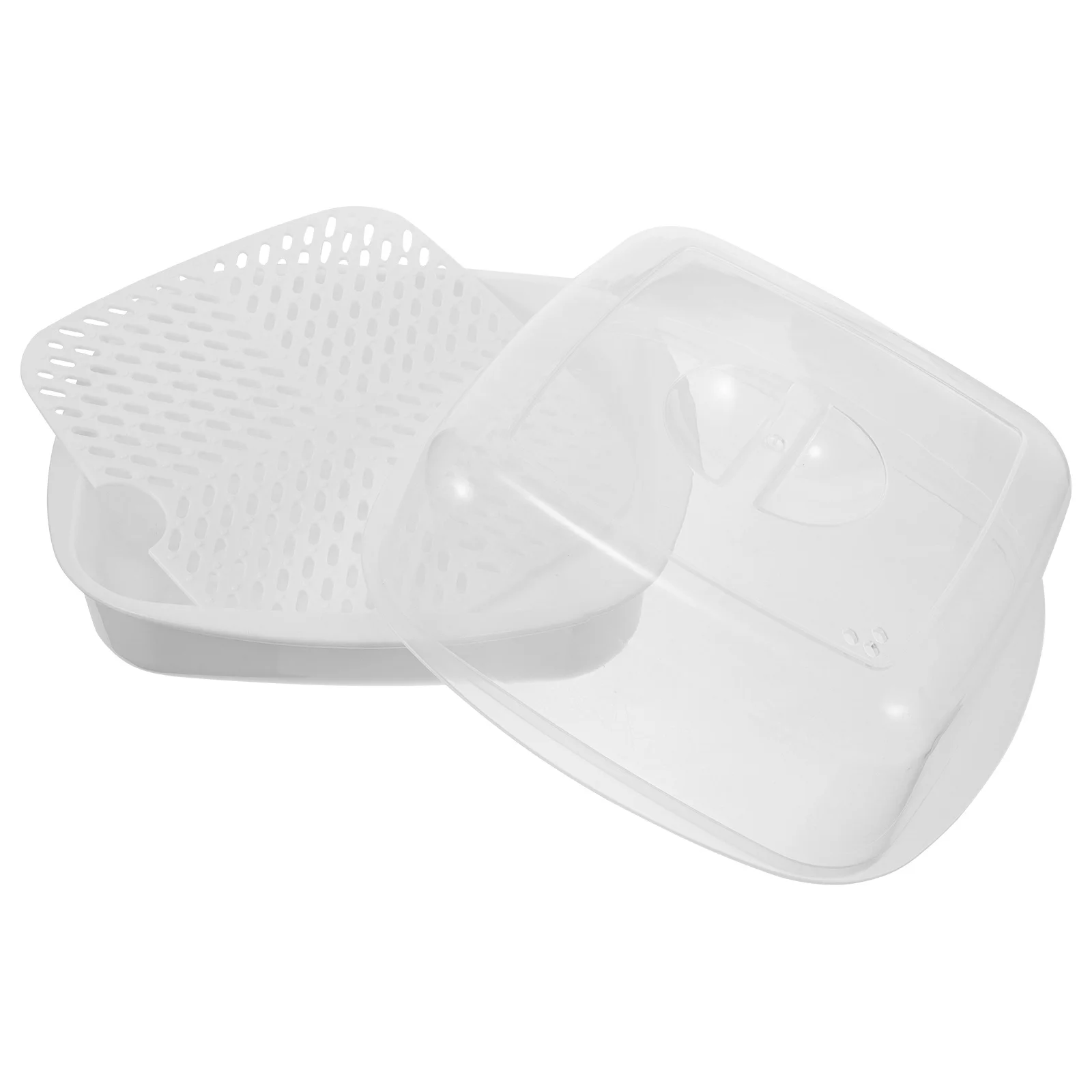 

1Pcs White Microwave Oven Steamer Basket Honeycomb Hole Design PP Material Transparent Lid Food Steamer Holder Kitchen Cooking