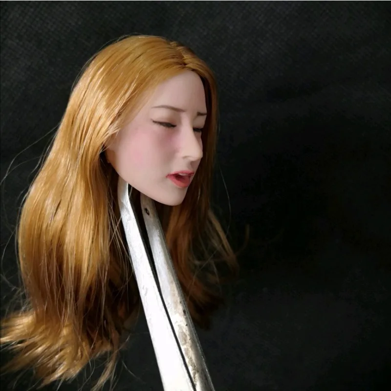 หัวตุ๊กตาผู้หญิงขนาด 1/6 สำหรับปลูกผม แกะสลักใบหน้าขณะนอนหลับ สำหรับตุ๊กตาขนาด 12 นิ้ว ผิวคล้ำ