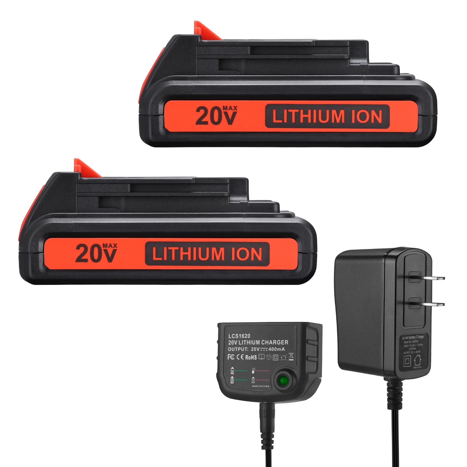 3600 MAh 20v Li-Ion Rechargeable Battery Replacement Charger Kit for Black and Decker 20 Volt Tools