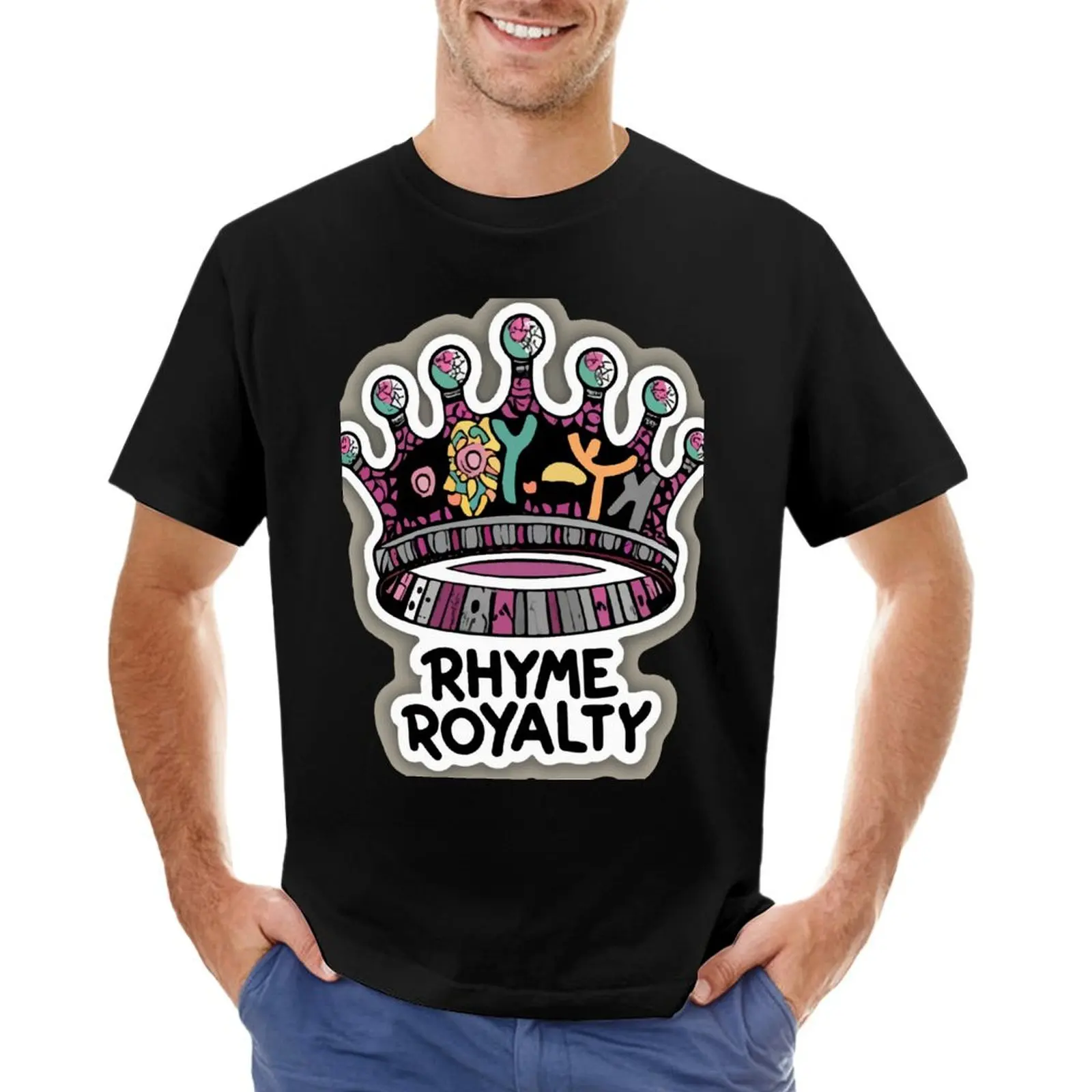 Rhyme Royalty Crown & Music Notes Graffiti T-Shirt tees for a boy mens clothes