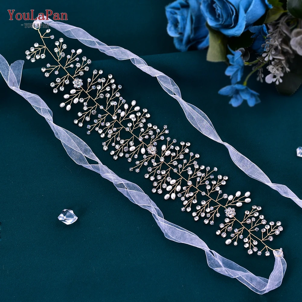 YouLaPan الزفاف الزفاف رائعة حجر الراين الدانتيل عقال المنسوجة يدويا أنيقة السيدات مأدبة الرقص حفلة إكسسوارات الشعر HP10