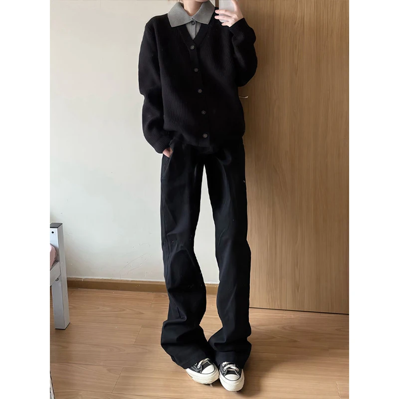 

Bla Micro Flare Jeans Men's High Street Straight Cut Slim Fit Knife Pants Wear Resistant Straight Leg Jeans