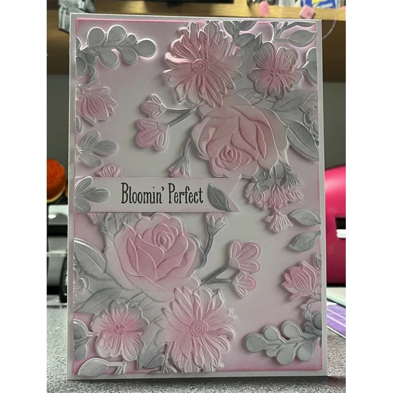 New Symmetrical Flower Pen 3d Relief Folder For Handcrafted Letter Background Greeting Card Scrapbook