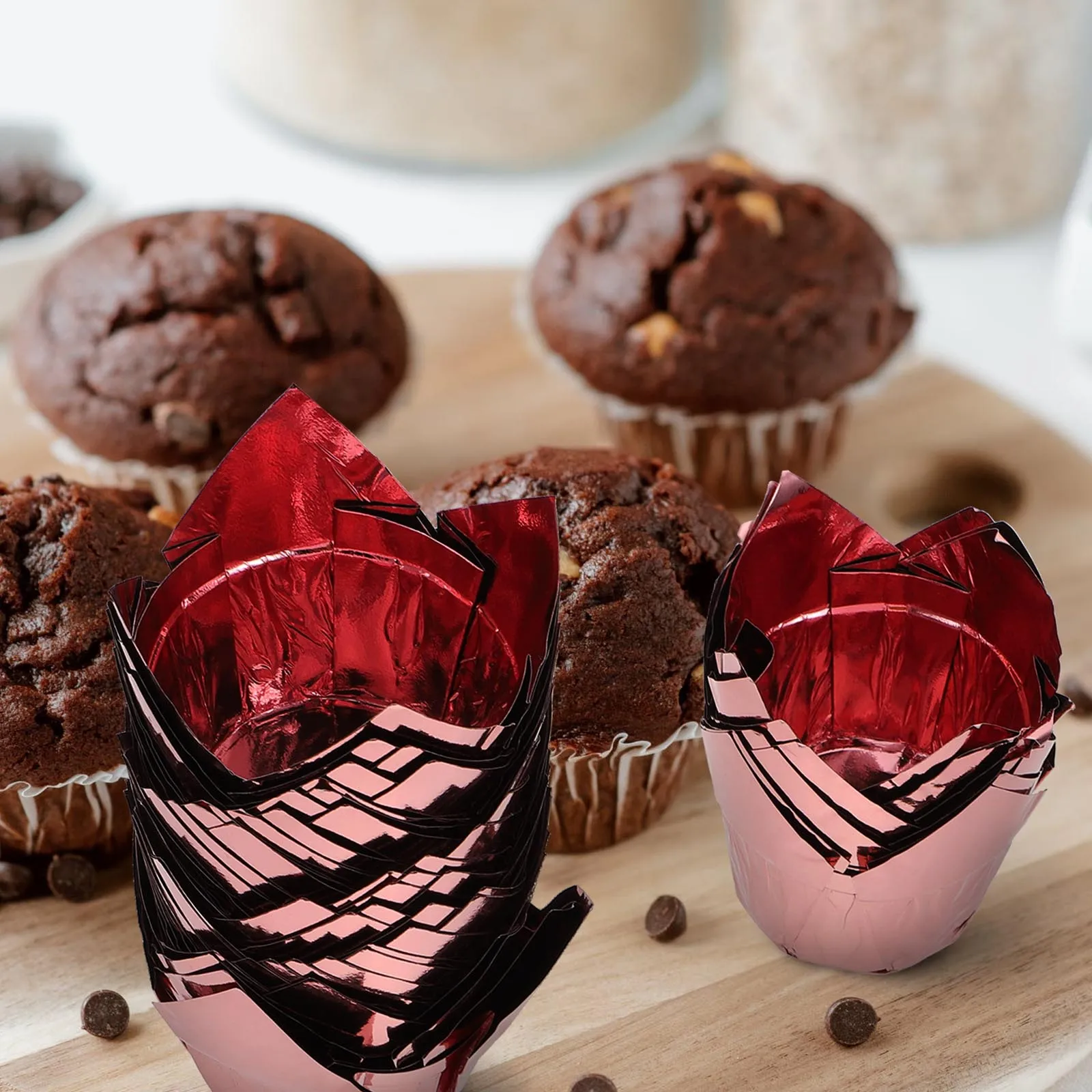 

50 Pcs Paper Cups Cake Muffin Baking Cupcake Cases Decorative Liner Golden Containers Liners