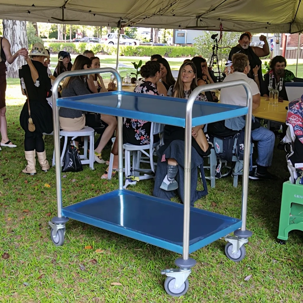 

Movable 3-Tier Food Service Trolley for Hotels Catering and Cafe Use Restaurant & Hotel Service Equipment