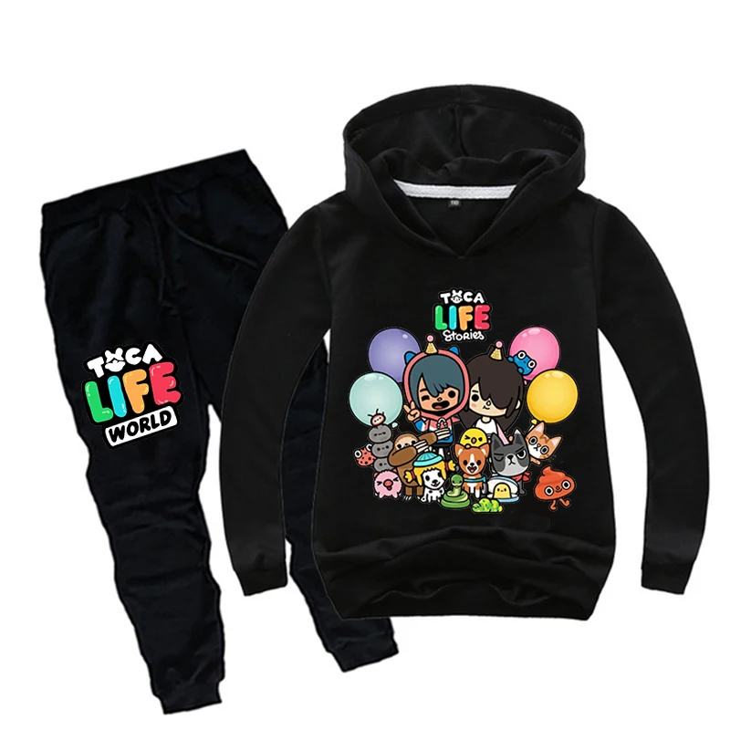 Toca Boca Life World-ropa con capucha para niños y niñas, conjuntos de sudaderas y pantalón, Tops para niños