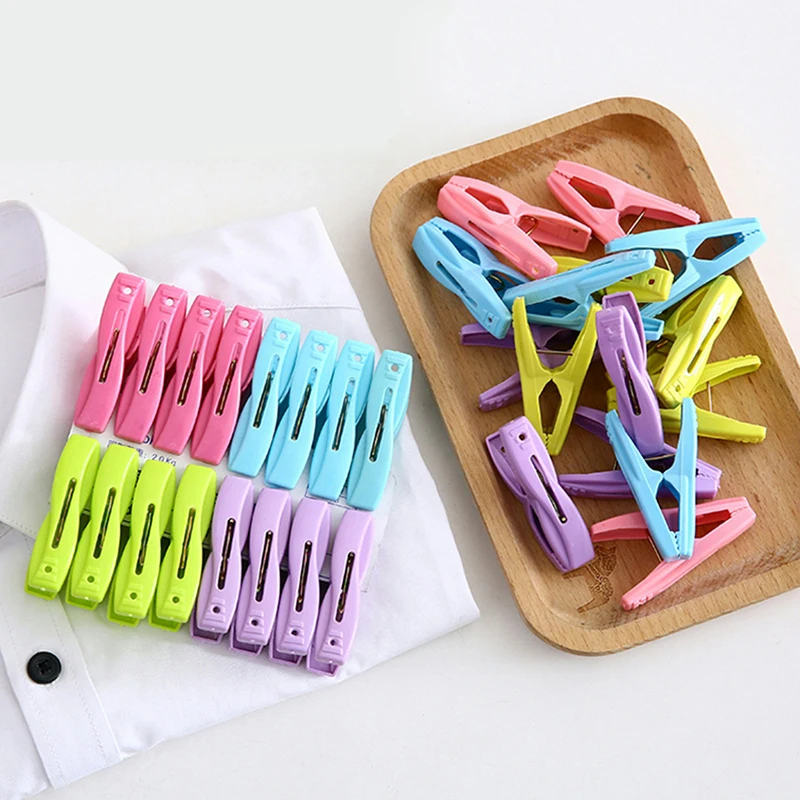 

12pcs Plastic Laundry Clothes Pins Hanging Pegs Clips Household Towel Clip Clothespins Socks Underwear Drying Rack Holder