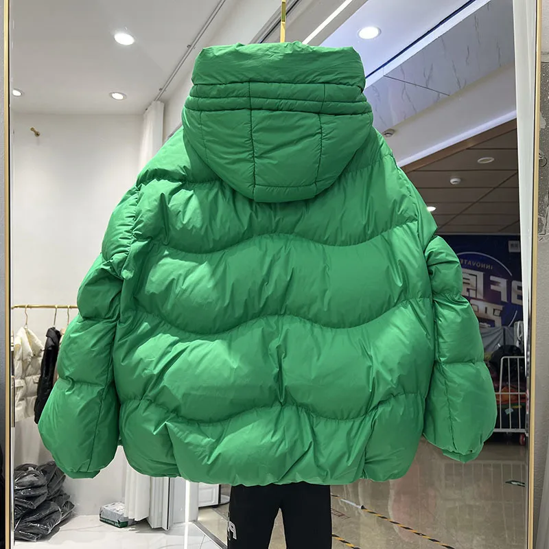Korean Fashion Hooded Parka Women's Winter Clothes 2023 New  Short Bread Jacket CWhite Duck Down Coat Woman Large Size Overcoat