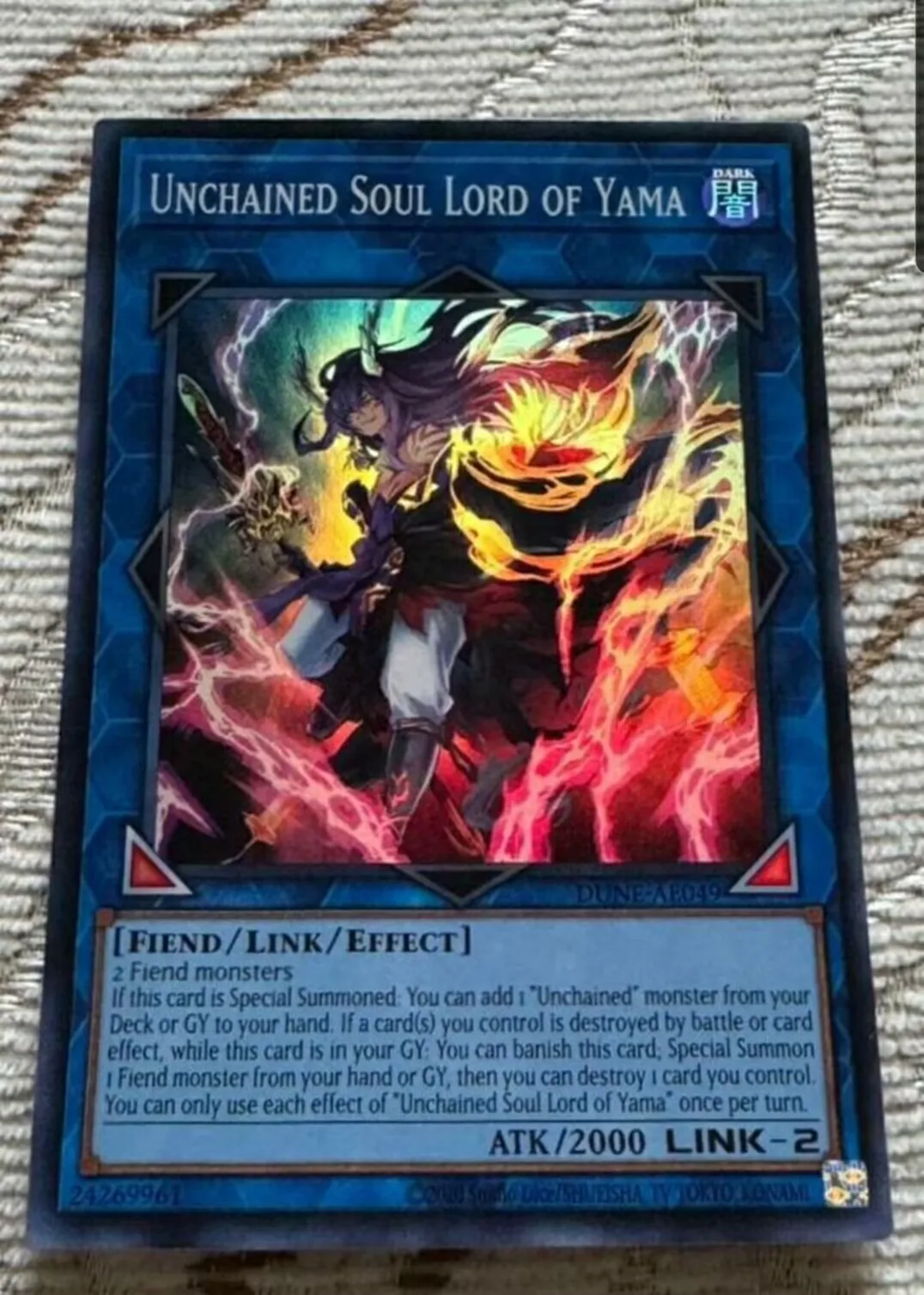 Yugioh KONAMI Duel Monsters DUNE-AE049 Unchained Soul Lord of Yama Super Rare Asian English Collection Mint Card