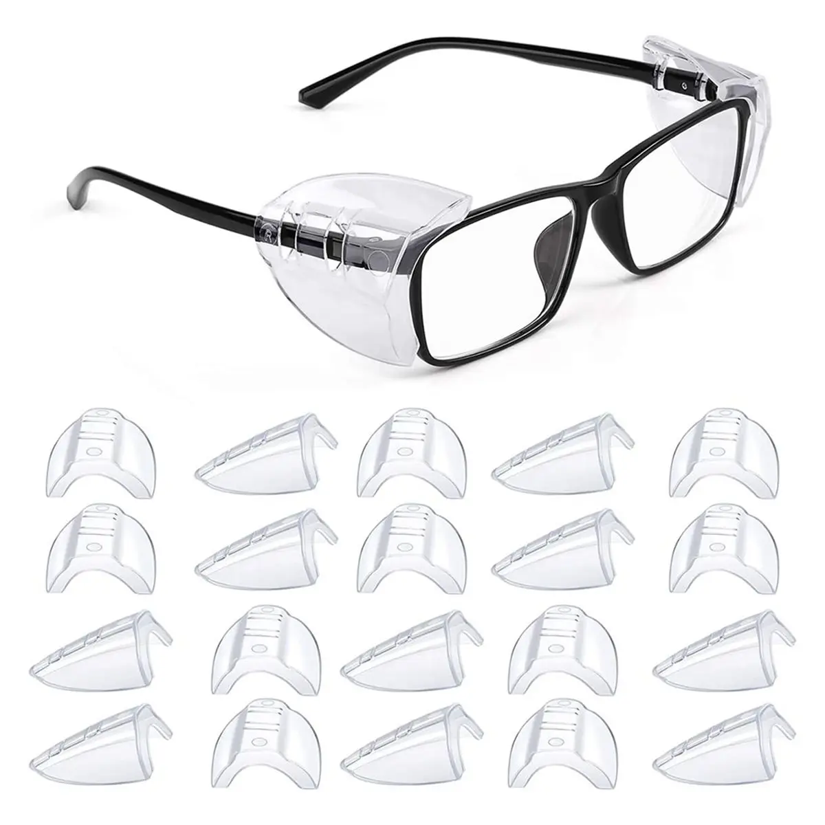 10Pairs Safety Eye Glasses Side Slip on Clear Side Shield for Safety Glasses Fits Less Than 12 mm Eyeglasses
