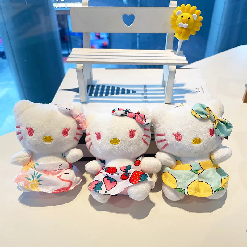 11cm Anime Kawaii Sanrio Hello Kitty Plush Keychain Pendant Holder Key Chain Car Keyring Bag Hanging Jewelry Kids Gifts
