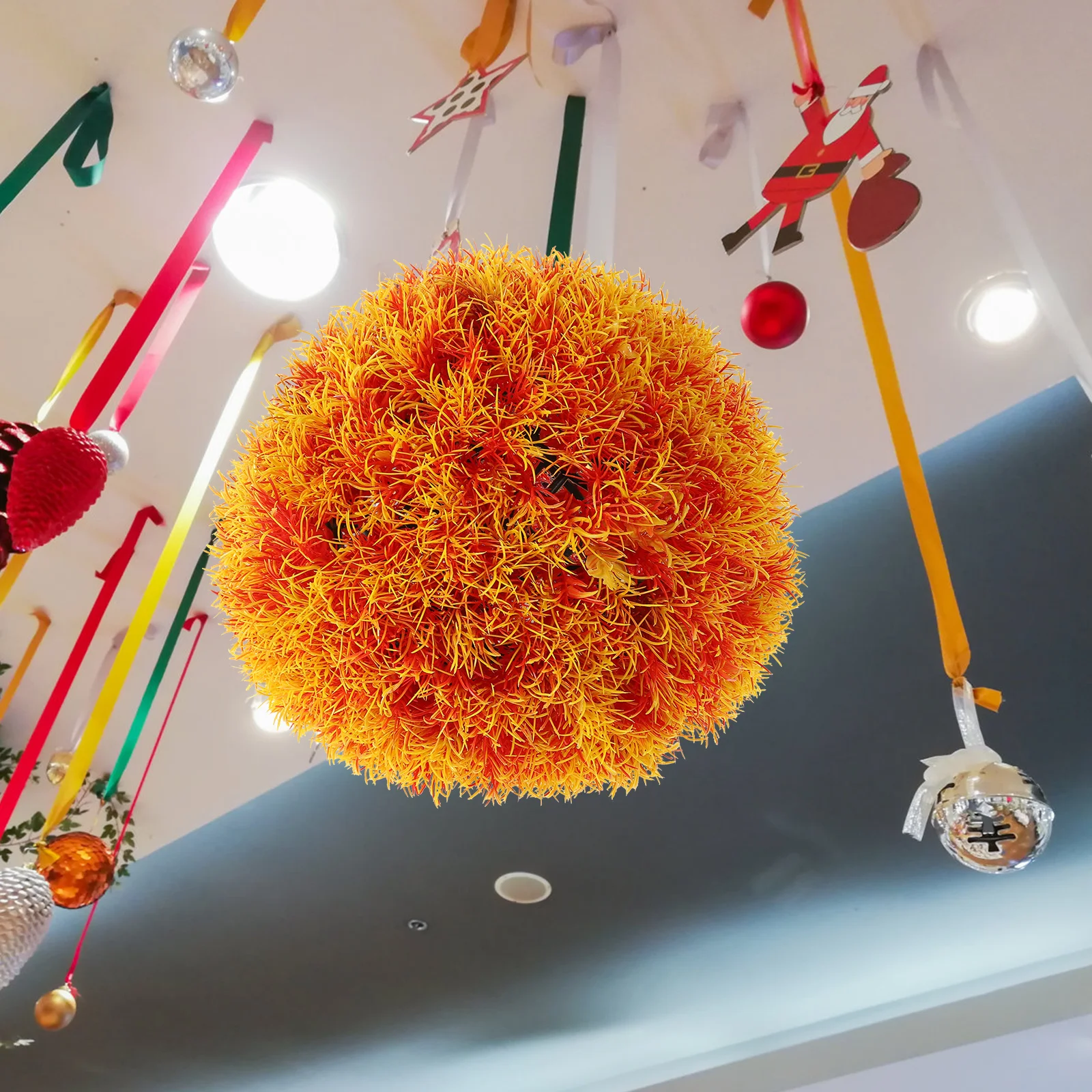 

1pc Artificial Topiary Ball Hanging Decor Green Leaf Simulation Grass Plant For Indoor Outdoor Ceiling Wedding Home Decoration