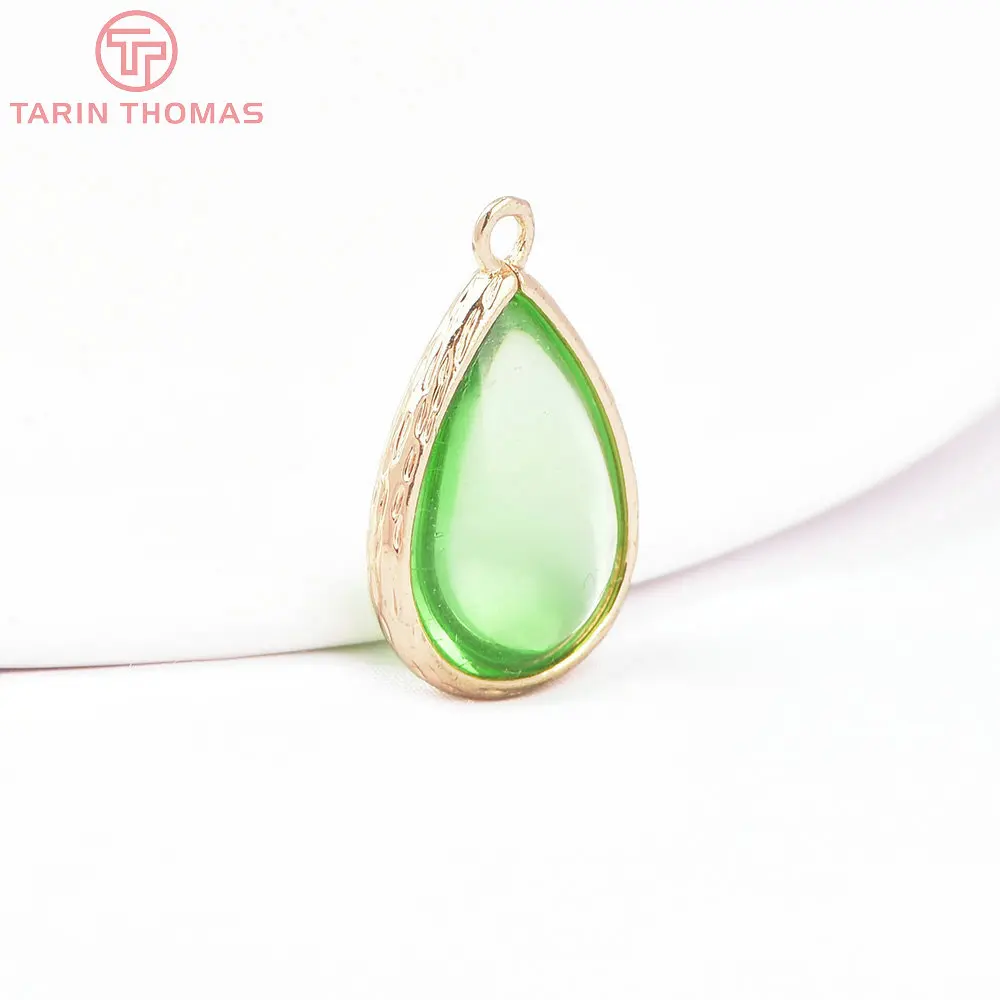 (4122)10PCS 22x14MM 24K Champagner Gold Farbe Messing und Glas Tear Drop Form Charms Anhänger Diy schmuck Erkenntnisse Zubehör – Detail 39